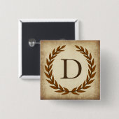 Laurel Wreath Aged Papyrus Monogram Initial D Button (Vorne & Hinten)