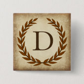 Laurel Wreath Aged Papyrus Monogram Initial D Button (Vorderseite)