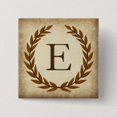 Laurel Wreath Aged Papyrus Monogram Initial E Button (Vorderseite)
