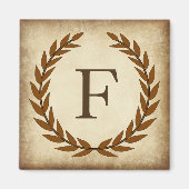 Laurel Wreath Aged Papyrus Monogram Initial F Magnet (Vorne)