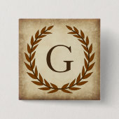 Laurel Wreath Aged Papyrus Monogram Initial G Button (Vorderseite)