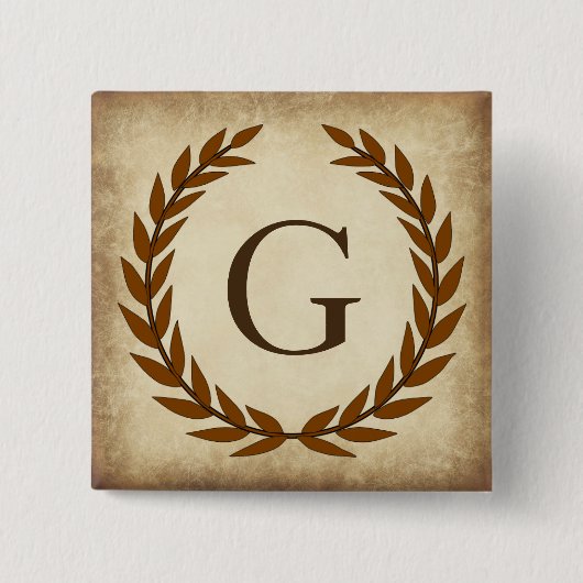 Laurel Wreath Aged Papyrus Monogram Initial G Button (Vorderseite)