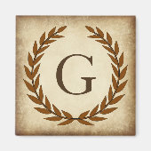 Laurel Wreath Aged Papyrus Monogram Initial G Magnet (Vorne)
