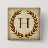 Laurel Wreath Aged Papyrus Monogram Initial H Button (Vorderseite)
