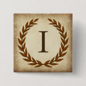Laurel Wreath Aged Papyrus Monogram Initial I Button (Vorderseite)