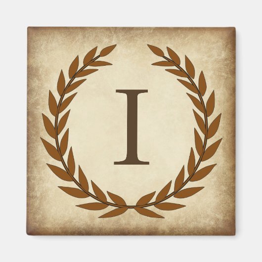 Laurel Wreath Aged Papyrus Monogram Initial I Magnet (Vorne)