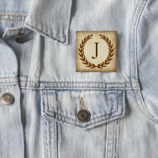 Laurel Wreath Aged Papyrus Monogram Initial J Button (Beispiel)
