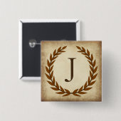 Laurel Wreath Aged Papyrus Monogram Initial J Button (Vorne & Hinten)