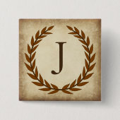 Laurel Wreath Aged Papyrus Monogram Initial J Button (Vorderseite)