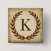 Laurel Wreath Aged Papyrus Monogram Initial K Button (Vorderseite)