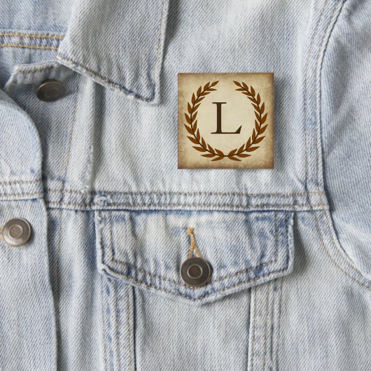 Laurel Wreath Aged Papyrus Monogram Initial L Button (Beispiel)