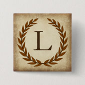 Laurel Wreath Aged Papyrus Monogram Initial L Button (Vorderseite)