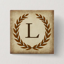 Laurel Wreath Aged Papyrus Monogram Initial L Button