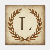 Laurel Wreath Aged Papyrus Monogram Initial L Magnet (Vorne)