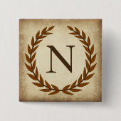 Laurel Wreath Aged Papyrus Monogram Initial N Button (Vorderseite)