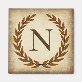 Laurel Wreath Aged Papyrus Monogram Initial N Magnet (Vorne)