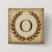 Laurel Wreath Aged Papyrus Monogram Initial O Button (Vorderseite)