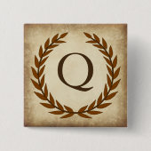 Laurel Wreath Aged Papyrus Monogram Initial Q Button (Vorderseite)