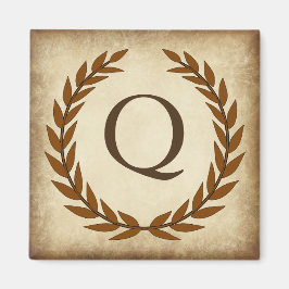 Laurel Wreath Aged Papyrus Monogram Initial Q Magnet