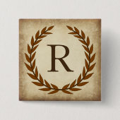 Laurel Wreath Aged Papyrus Monogram Initial R Button (Vorderseite)