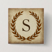 Laurel Wreath Aged Papyrus Monogram Initial S Button (Vorderseite)