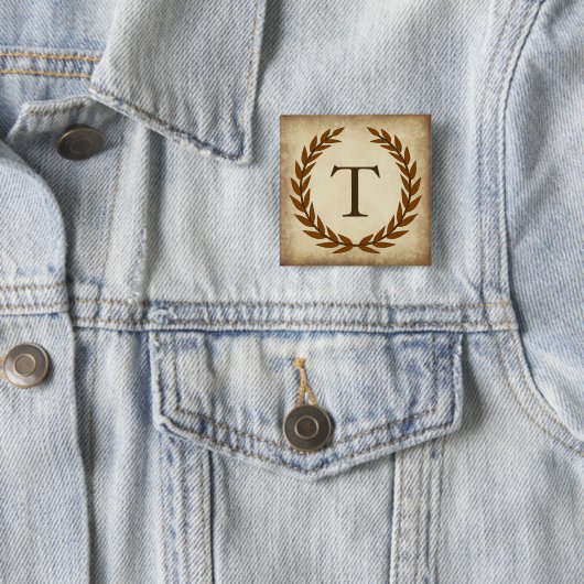 Laurel Wreath Aged Papyrus Monogram Initial T Button (Beispiel)