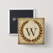 Laurel Wreath Aged Papyrus Monogram Initial W Button (Vorne & Hinten)