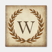 Laurel Wreath Aged Papyrus Monogram Initial W Magnet (Vorne)