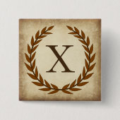 Laurel Wreath Aged Papyrus Monogram Initial X Button (Vorderseite)