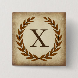 Laurel Wreath Aged Papyrus Monogram Initial X Button