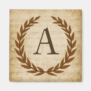 Laurel Wreath auf Papyrus Monogram Initial A Magnet