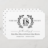 Laurel Wreath Black & White Nonphoto Save the Date (Vorne/Hinten)