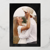 Laurel Wreath Blätter Charcoal Gray Wedding Gold Folieneinladung (Rückseite)