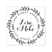 Laurel Wreath Couple Names Wedding Rücksendeadress Permastempel (Design)