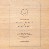 Laurel Wreath Crest Minimalist Classic Wedding Acryleinladungen (Vorderseite)