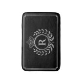 Laurel Wreath Crown Mit Monogramm Silver Black Roy Badematte (Vorderseite Vertikal)