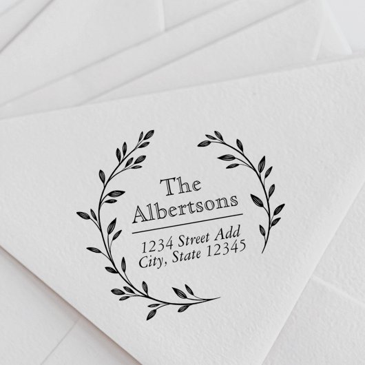 Laurel Wreath Custom Family Name Rücksendeadresse Gummistempel