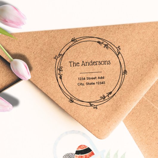 Laurel Wreath Custom Family Name Rücksendeadresse Gummistempel