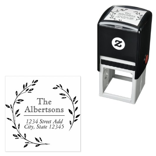 Laurel Wreath Custom Family Name Rücksendeadresse Permastempel (Beispiel)