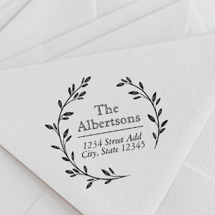 Laurel Wreath Custom Family Name Rücksendeadresse Permastempel