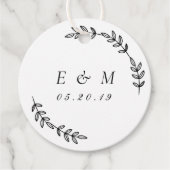 Laurel Wreath Custom Monogram Wedding Round Geschenkanhänger (Vorderseite)