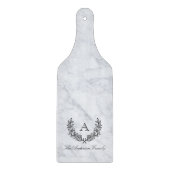 Laurel Wreath Familienname Monogram Paddle Glass Schneidebrett (Vorderseite)