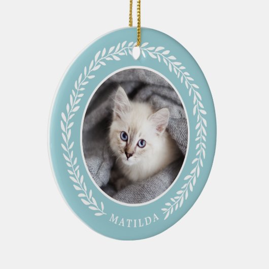 Laurel Wreath Foto Weihnachtsschmuck | Blau (Rechts)