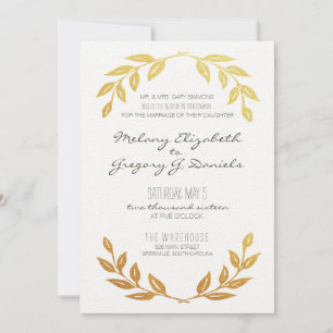 Laurel Wreath Gold Leaf Einladung zur Hochzeit