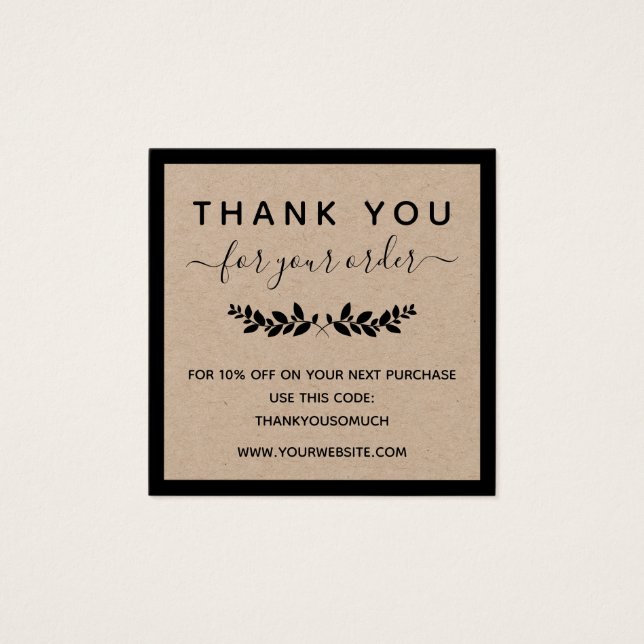 Laurel Wreath Kraft Paper Danke für die Bestellung (Vorderseite)