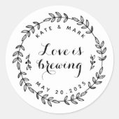 Laurel Wreath Liebe bricht Gastgeschenk Hochzeit Runder Aufkleber (Vorderseite)