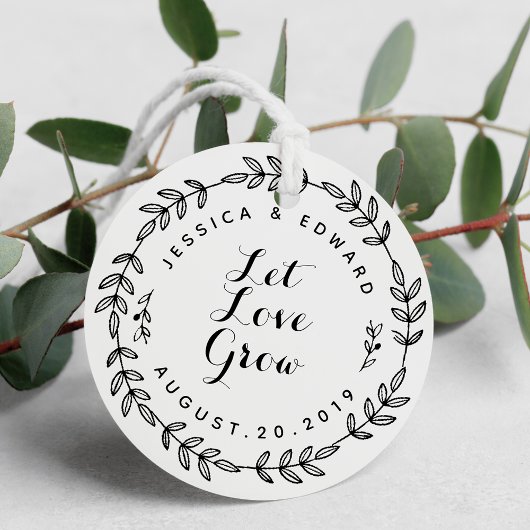 Laurel Wreath Ließ Liebe Grow Wedding Round Geschenkanhänger