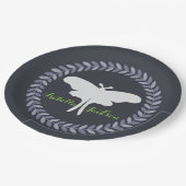 Laurel Wreath & Luna Moth Pappteller (Schrägansicht)