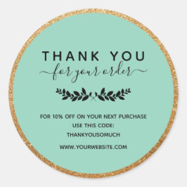 Laurel Wreath Mint Imitate Gold Danke für Ihre Bes Runder Aufkleber