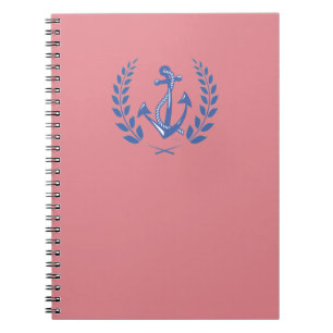 Laurel Wreath mit blauem Anker und Seil Notizblock